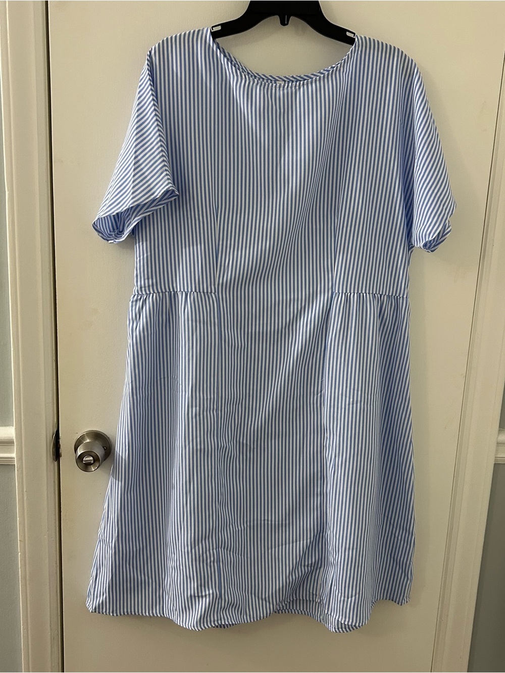 Blue & White Striped Midi Dress